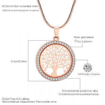 Hot Tree of Life Crystal Round Small Pendant Necklace Gold Silver 